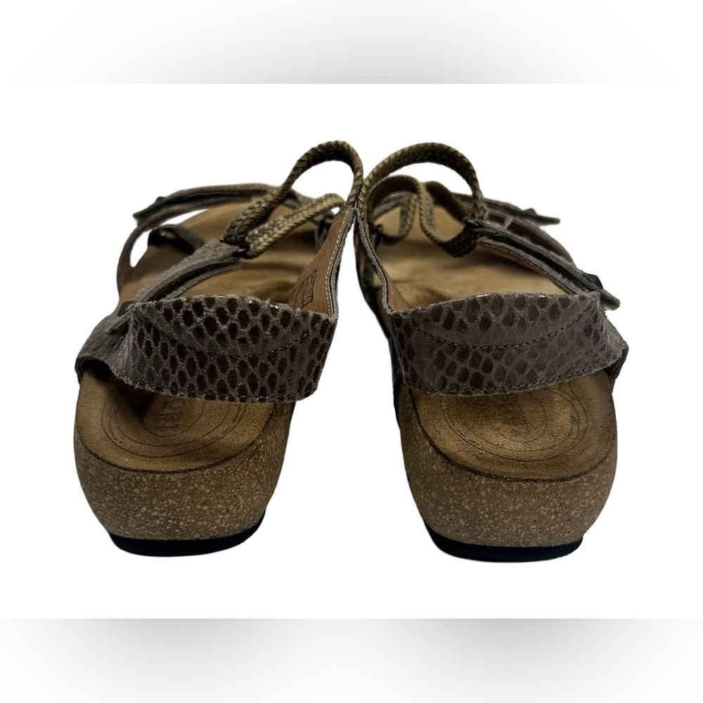Taos Sz EU 42 (US 11-11.5) Trulie Ankle Strap Brown Braided Wedge Sandal EUC - Picture 4 of 10